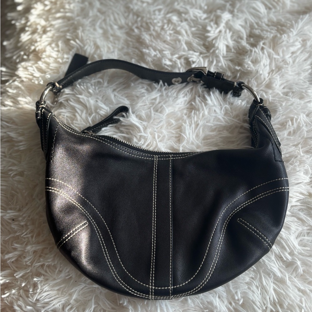Coach Black Leather Hobo Bag